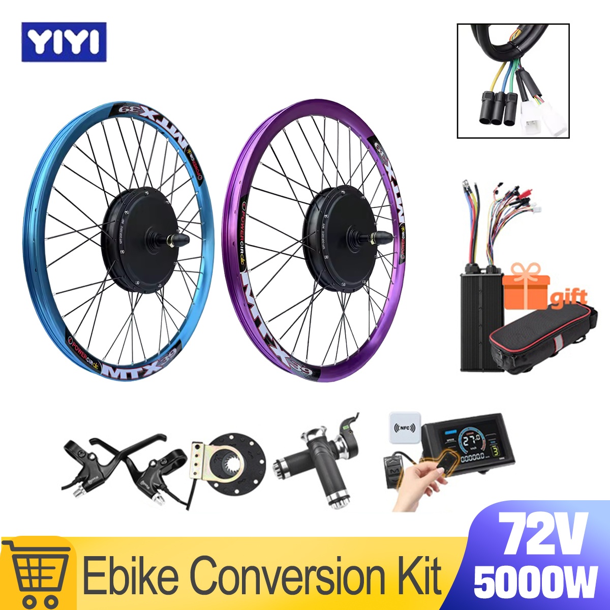 5000W Hub Motor Kit 72V - Nieuwe MTX39 72V 5000W E-bike conversiekit