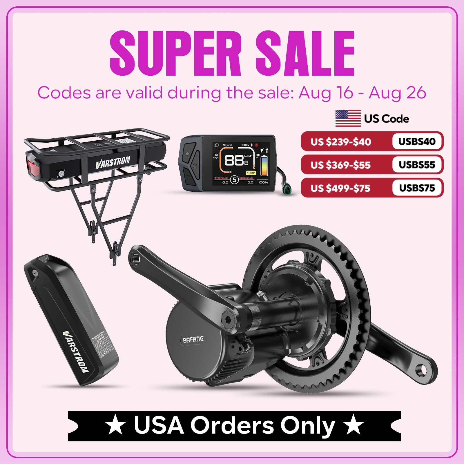 Side Hung Mid Drive Motor Kit - [US Stock] Bafang 48V750W Mid Drive